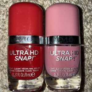 Revlon Ultra HD Snap! Nail Polish #030 Cherry On Top  + #032 Birthday Suit New